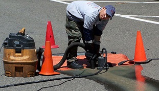 collecting waste water before it enters storm drain