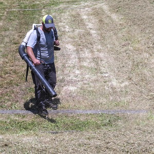  blowing grass from a swale bottom