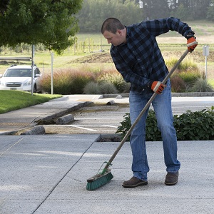Sweeping porous concrete. 